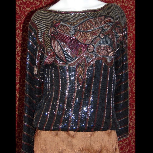 JUDITH ANN CREATIONS INC Sequin blouse S 💥 - Picture 2 of 9